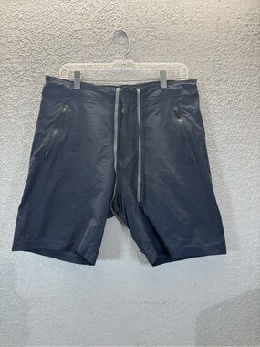 Mack Weldon Black Athletic Shorts with Blue Logo